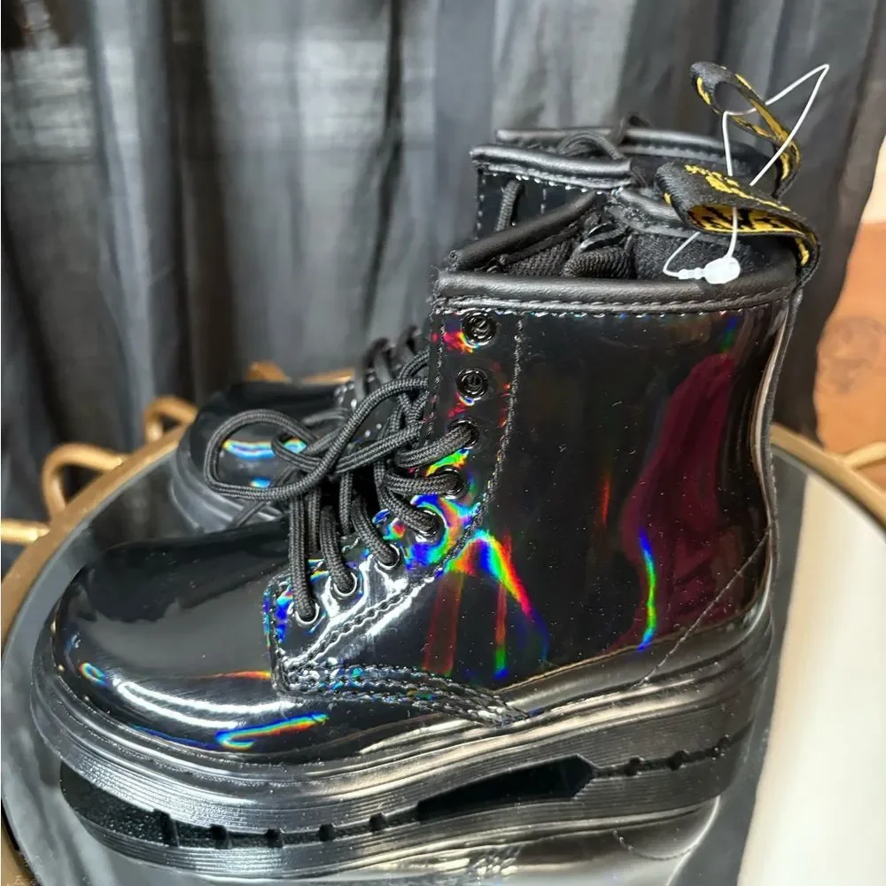 Dr. Martens Junior's 1460 Black Rainbow Patent Leather Boots